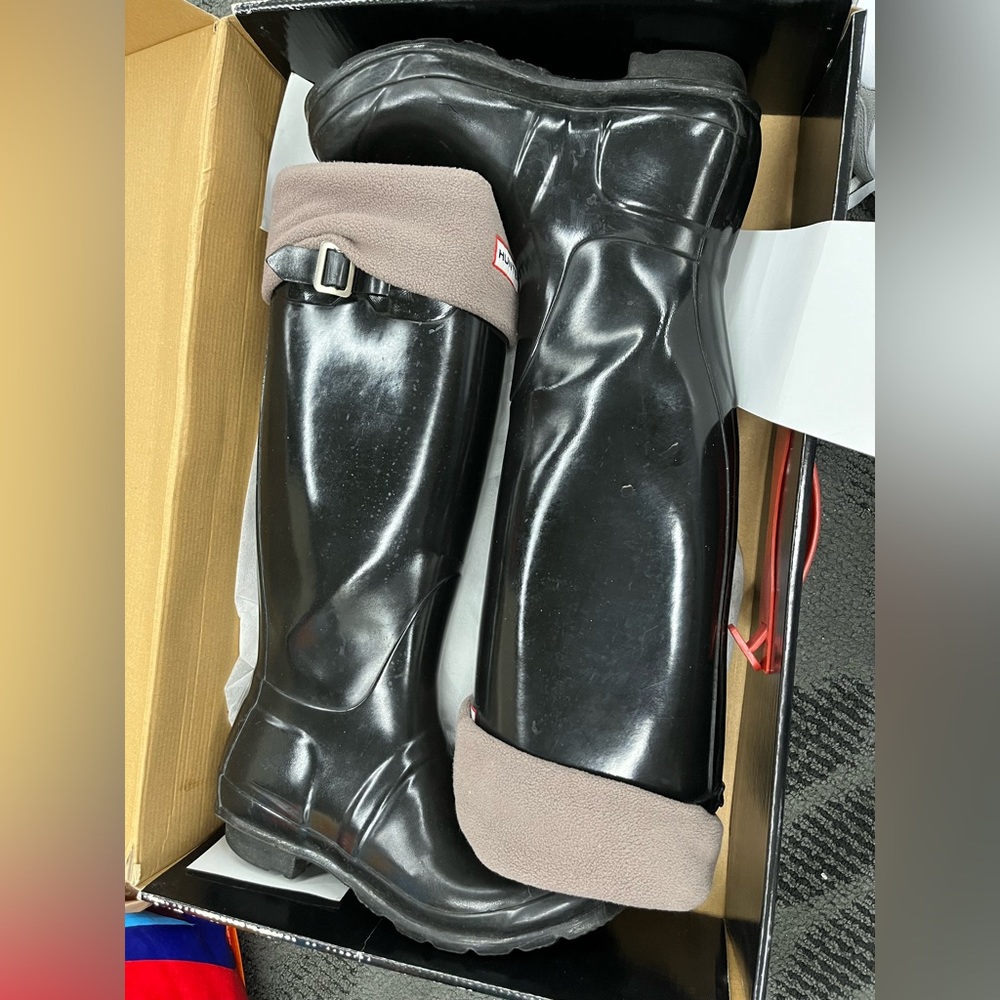 Women’s Black Hunter Gloss Tall Lined Rainboots